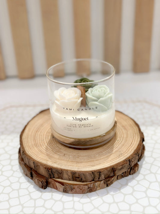 Roses sous bocal- Muguet